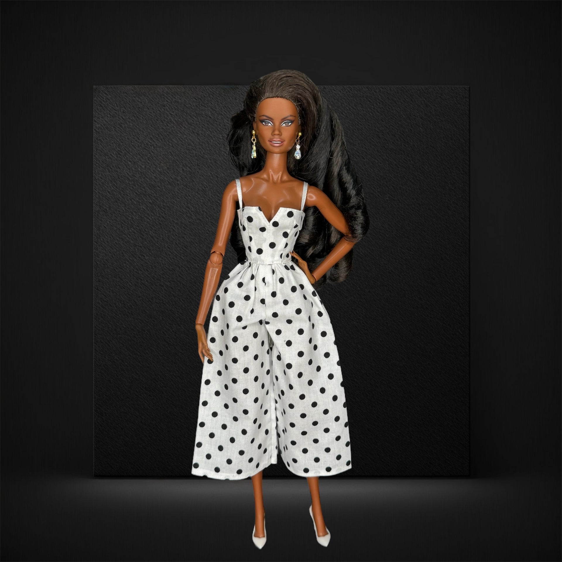 Jumpsuit Wide Leg Pant - Polka Dot  Dollovable
